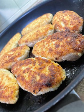 Pirzola, et, kızartma, yemek, tava, yemek, mutfak, yağ