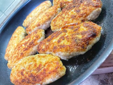 Pirzola, et, kızartma, yemek, tava, yemek, mutfak, yağ