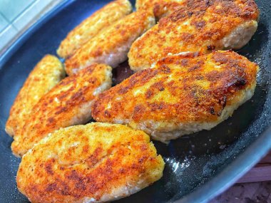 Pirzola, et, kızartma, yemek, tava, yemek, mutfak, yağ