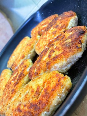 Pirzola, et, kızartma, yemek, tava, yemek, mutfak, yağ