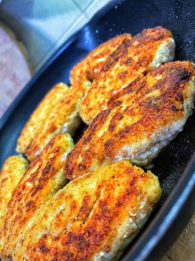 Pirzola, et, kızartma, yemek, tava, yemek, mutfak, yağ