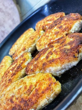 Pirzola, et, kızartma, yemek, tava, yemek, mutfak, yağ