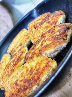 Pirzola, et, kızartma, yemek, tava, yemek, mutfak, yağ