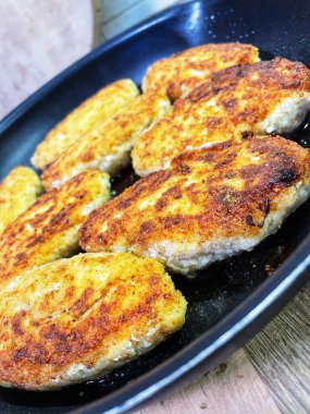 Pirzola, et, kızartma, yemek, tava, yemek, mutfak, yağ