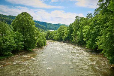 Seyahat, seyahat, eko turizm, seyahat, doğa, yaz, dağlar, Karpatlar, pitoresk doğa, yeşillik, gökyüzü, Transcarpathia, Batı Ukrayna, Kvasy köyü, yürüyüş 