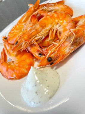 İştah açıcı kral karidesleri, karides, deniz ürünleri.