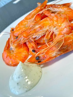 İştah açıcı kral karidesleri, karides, deniz ürünleri.