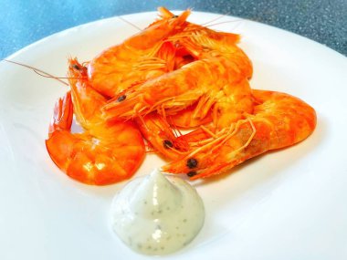 İştah açıcı kral karidesleri, karides, deniz ürünleri.