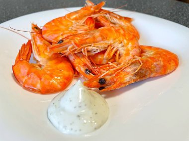İştah açıcı kral karidesleri, karides, deniz ürünleri.