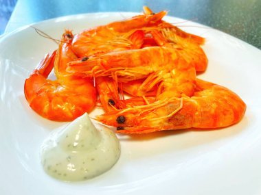 İştah açıcı kral karidesleri, karides, deniz ürünleri.