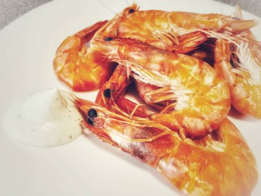 İştah açıcı kral karidesleri, karides, deniz ürünleri.