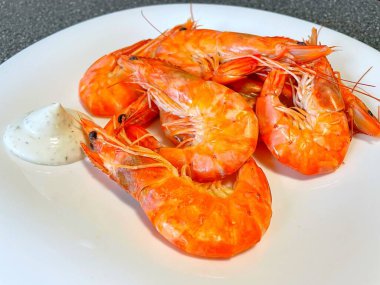 İştah açıcı kral karidesleri, karides, deniz ürünleri.