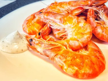 İştah açıcı kral karidesleri, karides, deniz ürünleri.