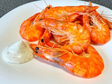 İştah açıcı kral karidesleri, karides, deniz ürünleri.