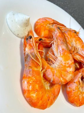 İştah açıcı kral karidesleri, karides, deniz ürünleri.