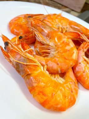 İştah açıcı kral karidesleri, karides, deniz ürünleri.