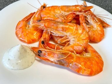 İştah açıcı kral karidesleri, karides, deniz ürünleri.