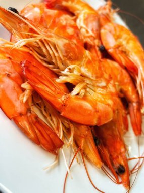 İştah açıcı kral karidesleri, karides, deniz ürünleri.