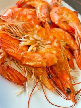 İştah açıcı kral karidesleri, karides, deniz ürünleri.