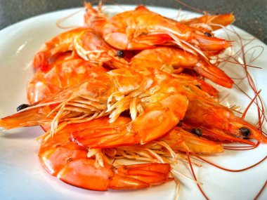 İştah açıcı kral karidesleri, karides, deniz ürünleri.
