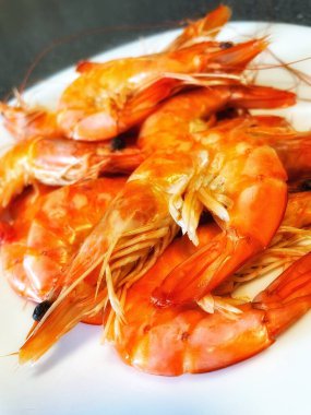 İştah açıcı kral karidesleri, karides, deniz ürünleri.
