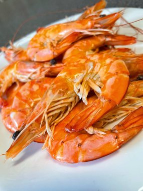İştah açıcı kral karidesleri, karides, deniz ürünleri.