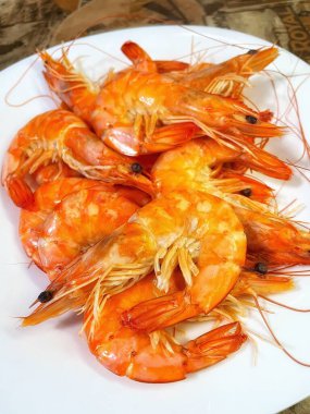 İştah açıcı kral karidesleri, karides, deniz ürünleri.