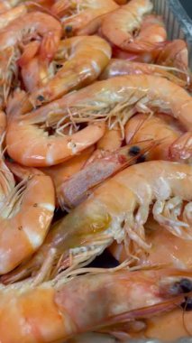 Lezzetli taze karides, kral karidesler, deniz ürünleri, sağlıklı yiyecekler, protein.