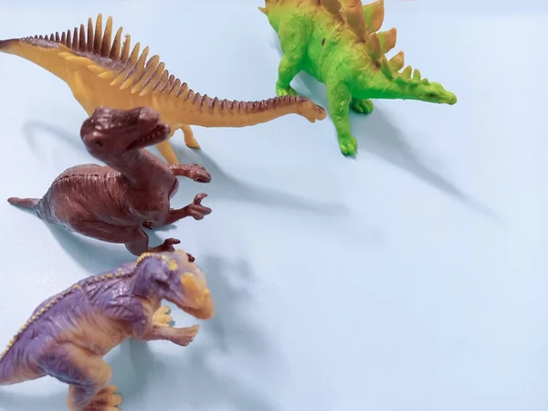 Grupo Dinossauros Brinquedo Plástico Kid Dino Brinquedos Figura Fundo Conceito — Fotografia de Stock
