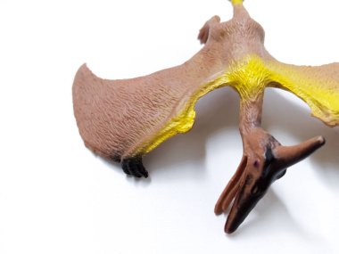 Pterodactyl dinozor Oyuncak Figürü. Beyaz arka planda izole edilmiş plastik dinozor oyuncağı. Pterodactylus soyu tükenmiş bir Pterozor cinsidir..