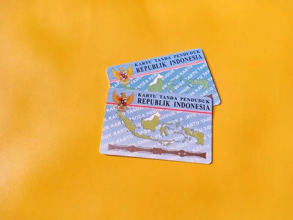 Close Foto Illustratie Van Indonesië Identiteitskaart Ktp Twee Indonesische Identiteitskaarten — Stockfoto