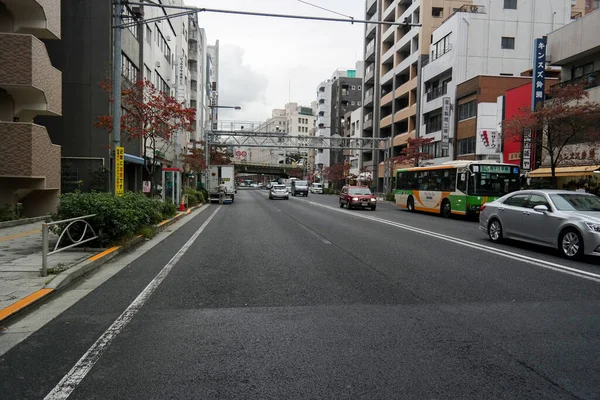 Pontianak 2015 Nov Downtown Tokyo Morning Car Bus Japan Camino — Foto de Stock