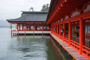 Japonya 2015 Kasım 22, Japonya yüzen tapınakta. Hiroşima Miyajima 'daki Itsukushima Yüzen Tapınağı