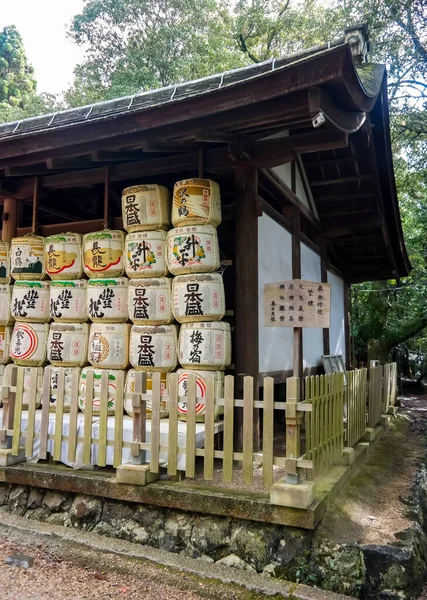 Ιαπωνία 2015 Νοέμβριος Παραδοσιακά Σάκε Βαρέλια Taruzake Στο Nara Park — Φωτογραφία Αρχείου
