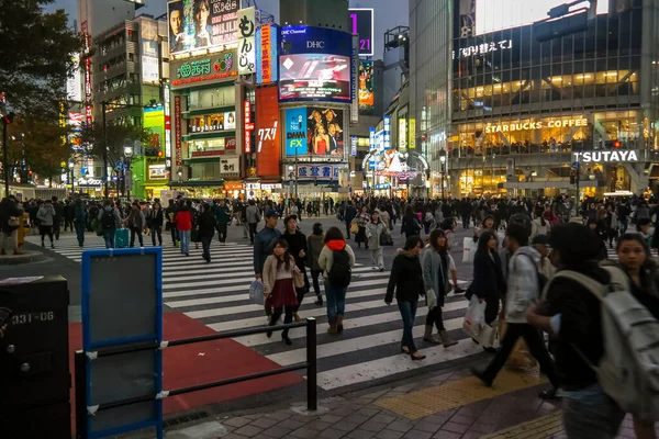 stock image Japan 2015 Nov 19, Shibuya Crossing, One of the world's most used pedestrian scrambles, at Hachiko Square in Shibuya special ward.