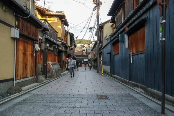 Japón 2015 Nov Gion Distrito Geisha Kyoto Casas Adosadas Madera — Foto de Stock