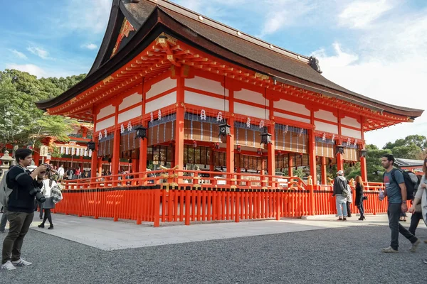 Japón 2015 Nov Fushimi Inari Santuario Taisha Templo Rojo Tradicional — Foto de Stock