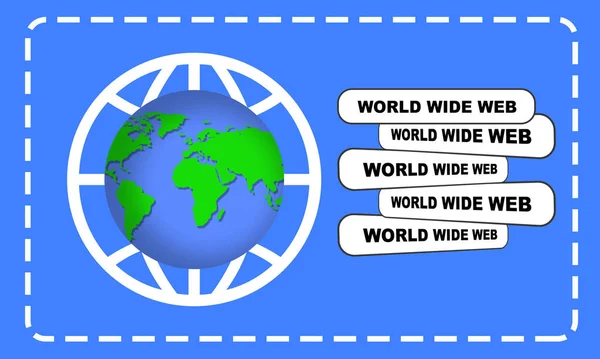 World Wide Web Dayを記念したPc上の地球と検索フィールドのイラスト8月1日 — ストックベクタ