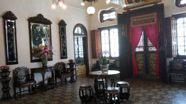 Penang 2018 Ekim, Pinang Peranakan Konağı: Pinang Peranakan Müzesi, Tarihi George Town, Penang, Malezya 'daki Pinang Peranakan Konağı Müzesi, UNESCO Dünya Mirası.