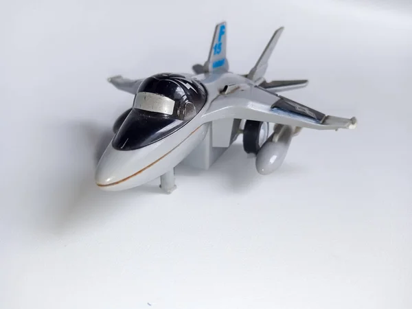 Close Avião Brinquedo Lutador Militar Que Semelhante Avião Caça Avião — Fotografia de Stock
