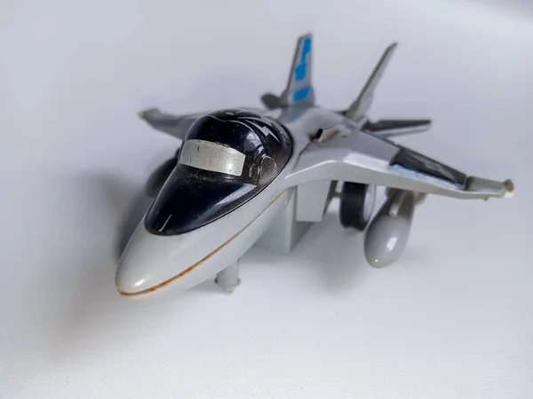 Närbild Leksak Jet Plan Eller Militär Fighter Som Liknar Fighter — Stockfoto