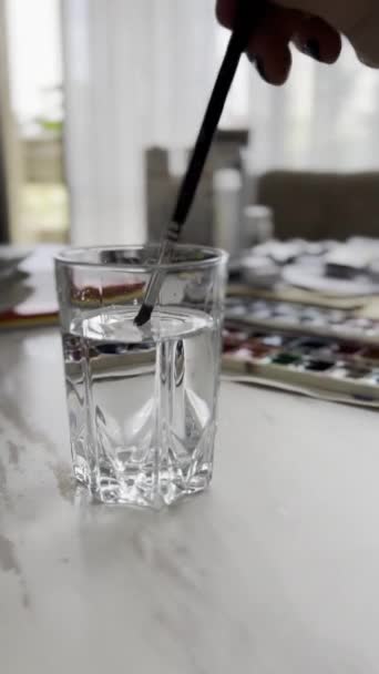 Glass Pourred Water — стоковое видео