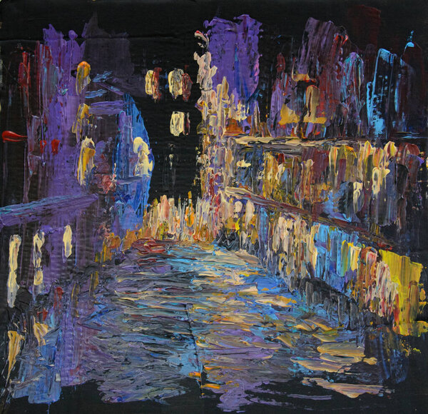 acrylic painting . abstract street  