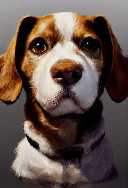Horizontal shot of cute dog portrait 3d illustrated