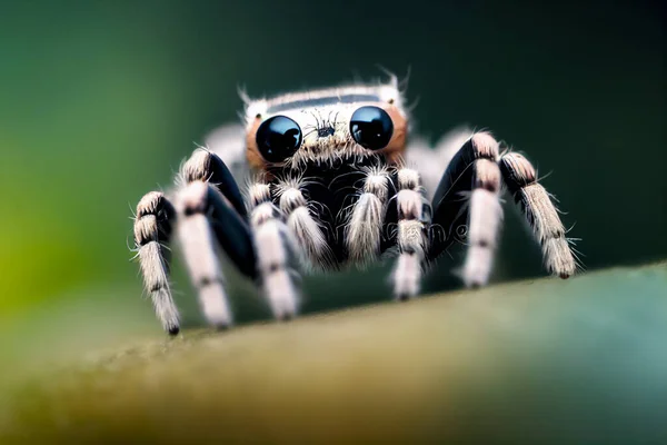 Vertical shot of cute spider at nature, spider with kawaii eyes