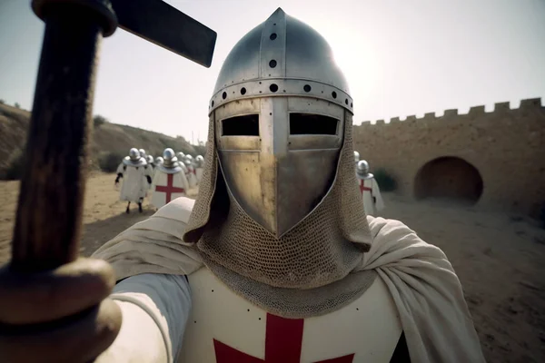 Templar knight goes into crusade while taking selfie