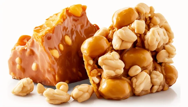 Vertical shot of delicious peanut brittle isolated