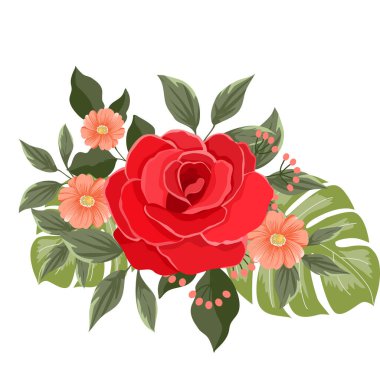 Kırmızı çiçek vektör çizim.