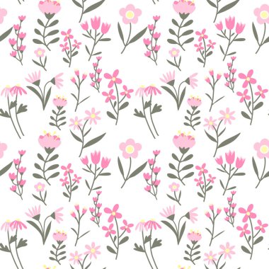 pembe çiçekli çiçekli seamless modeli