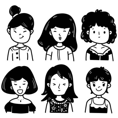 vektör kadın kümesi farklı ifadelerle karşılaşıyor.